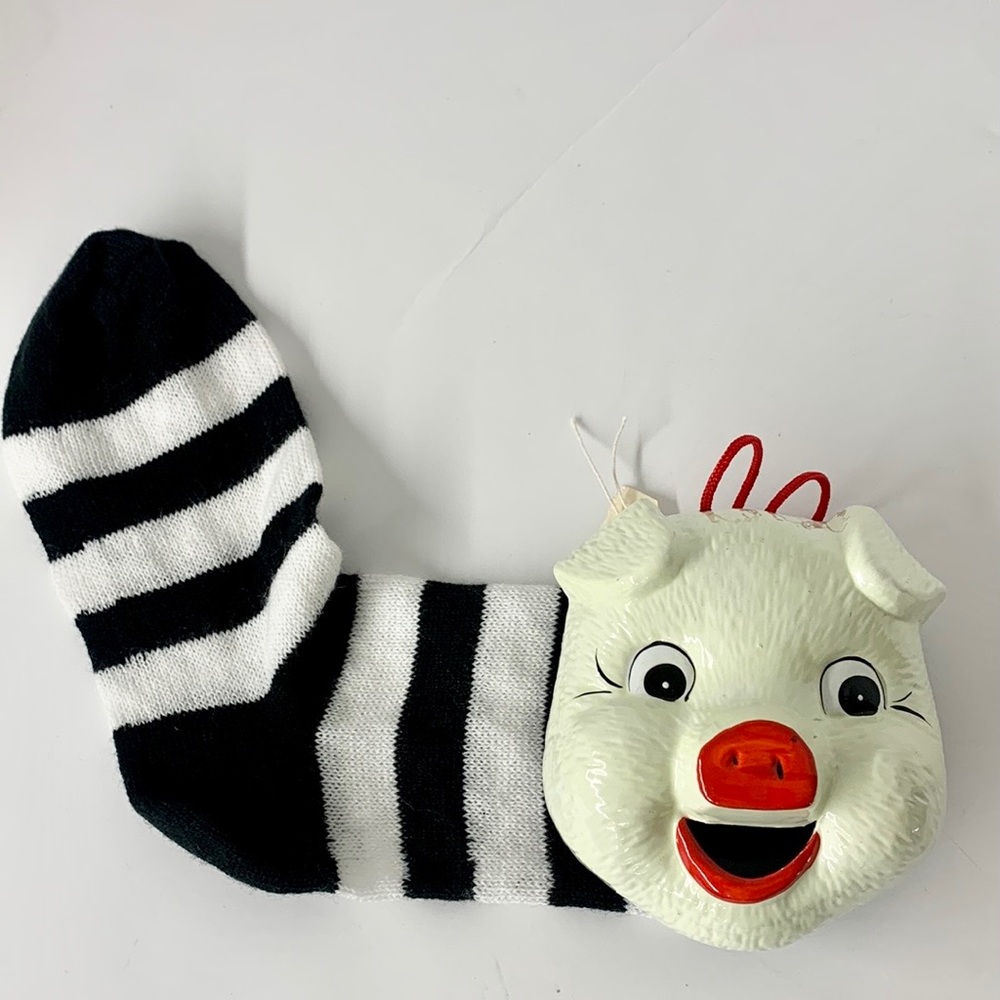 Vintage Super Rare MCM 1960s Hanging Pig Sock Bank Piggy Bank Mid Century Modern